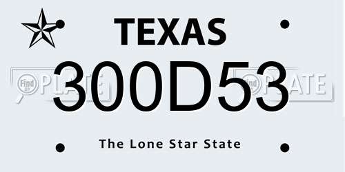 300D53 Texas License Plate