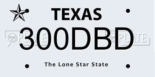 300DBD Texas License Plate