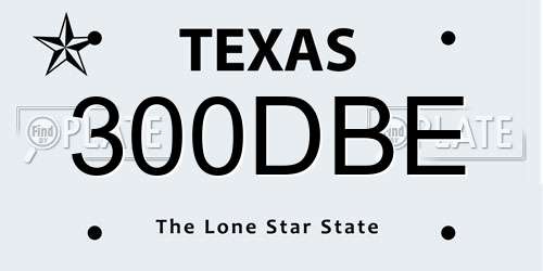 300DBE Texas License Plate