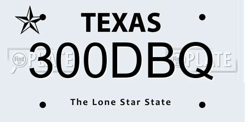 300DBQ Texas License Plate