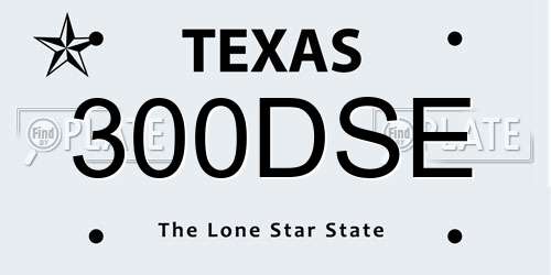 300DSE Texas License Plate