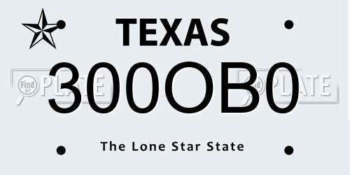 300OB0 Texas License Plate
