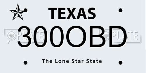 300OBD Texas License Plate