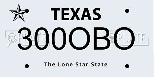300OBO Texas License Plate