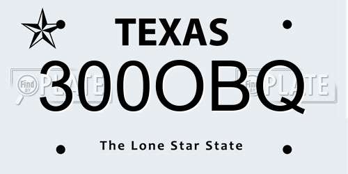 300OBQ Texas License Plate