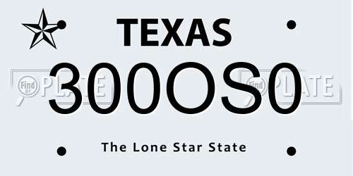 300OS0 Texas License Plate