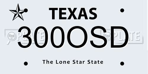 300OSD Texas License Plate