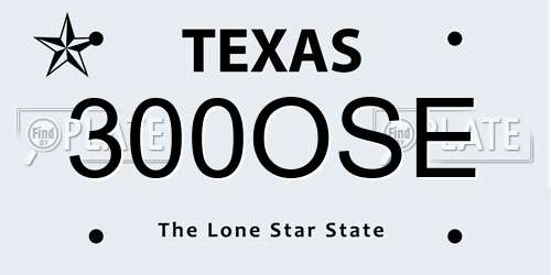 300OSE Texas License Plate