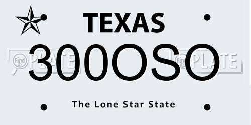 300OSO Texas License Plate