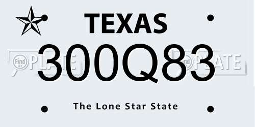 300Q83 Texas License Plate