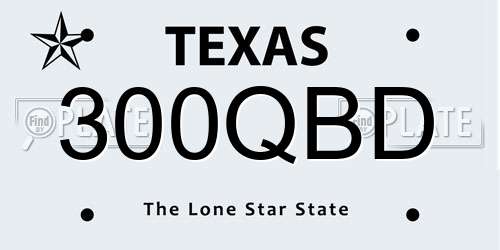 300QBD Texas License Plate