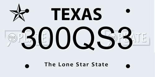 300QS3 Texas License Plate