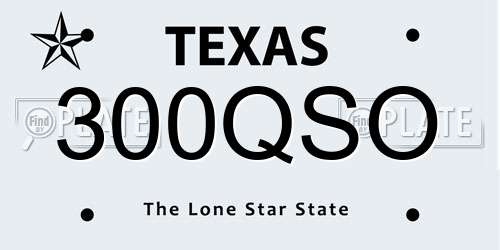 300QSO Texas License Plate