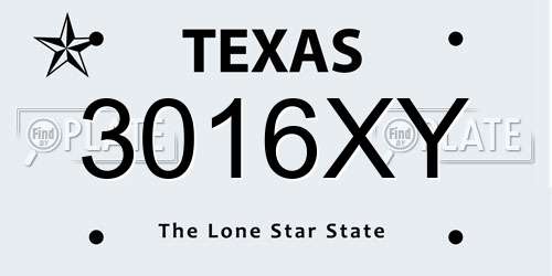 3016XY Texas License Plate