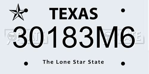 30183M6 Texas License Plate