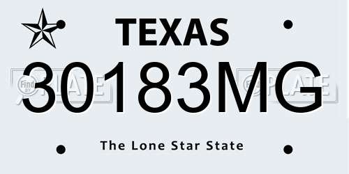 30183MG Texas License Plate