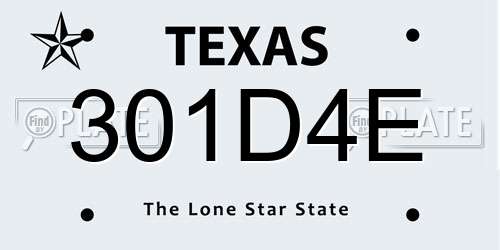 301D4E Texas License Plate