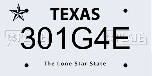 301G4E Texas License Plate
