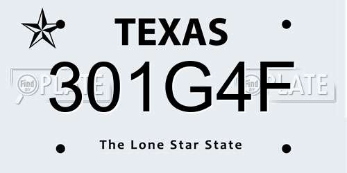 301G4F Texas License Plate