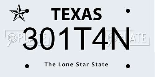301T4N Texas License Plate