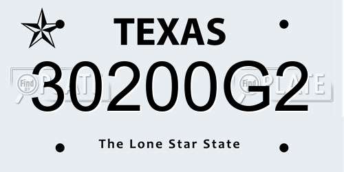 30200G2 Texas License Plate