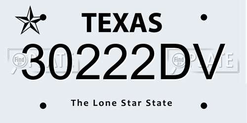 30222DV Texas License Plate