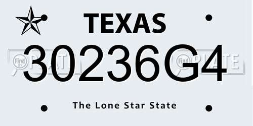 30236G4 Texas License Plate