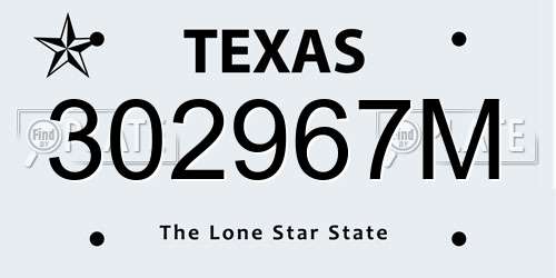 302967M Texas License Plate