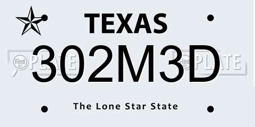 302M3D Texas License Plate
