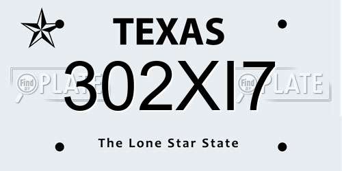 302XI7 Texas License Plate
