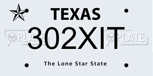 302XIT Texas License Plate