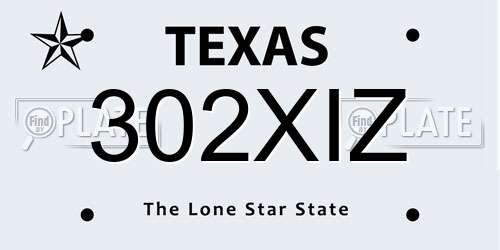 302XIZ Texas License Plate