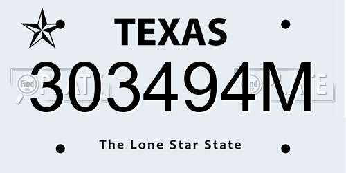 303494M Texas License Plate