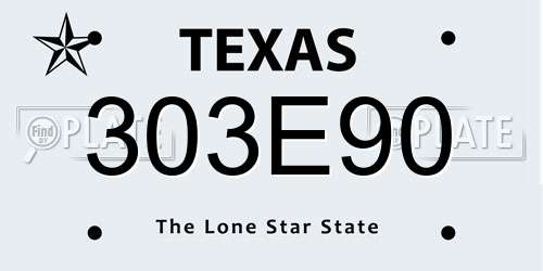 303E90 Texas License Plate