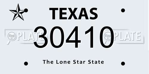 30410 Texas License Plate