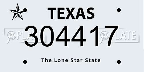 304417 Texas License Plate