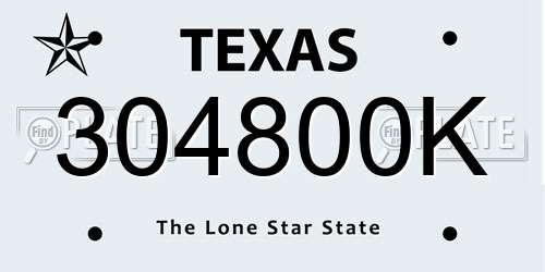 304800K Texas License Plate