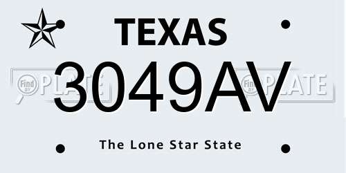 3049AV Texas License Plate