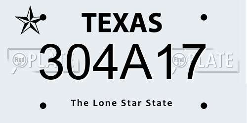 304A17 Texas License Plate