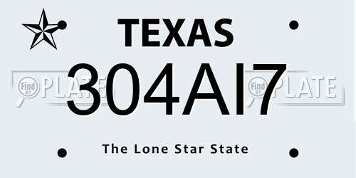 304AI7 Texas License Plate