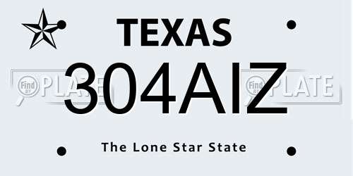 304AIZ Texas License Plate