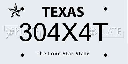 304X4T Texas License Plate