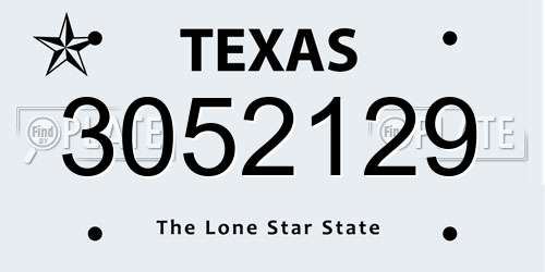 3052129 Texas License Plate