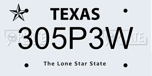 305P3W Texas License Plate