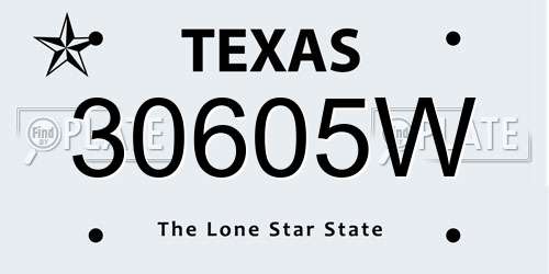 30605W Texas License Plate