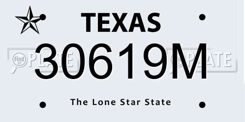 30619M Texas License Plate
