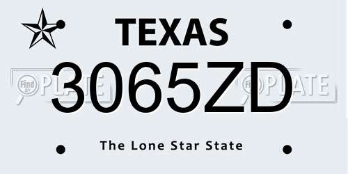3065ZD Texas License Plate