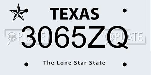 3065ZQ Texas License Plate