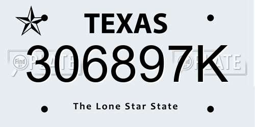 306897K Texas License Plate