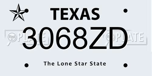 3068ZD Texas License Plate
